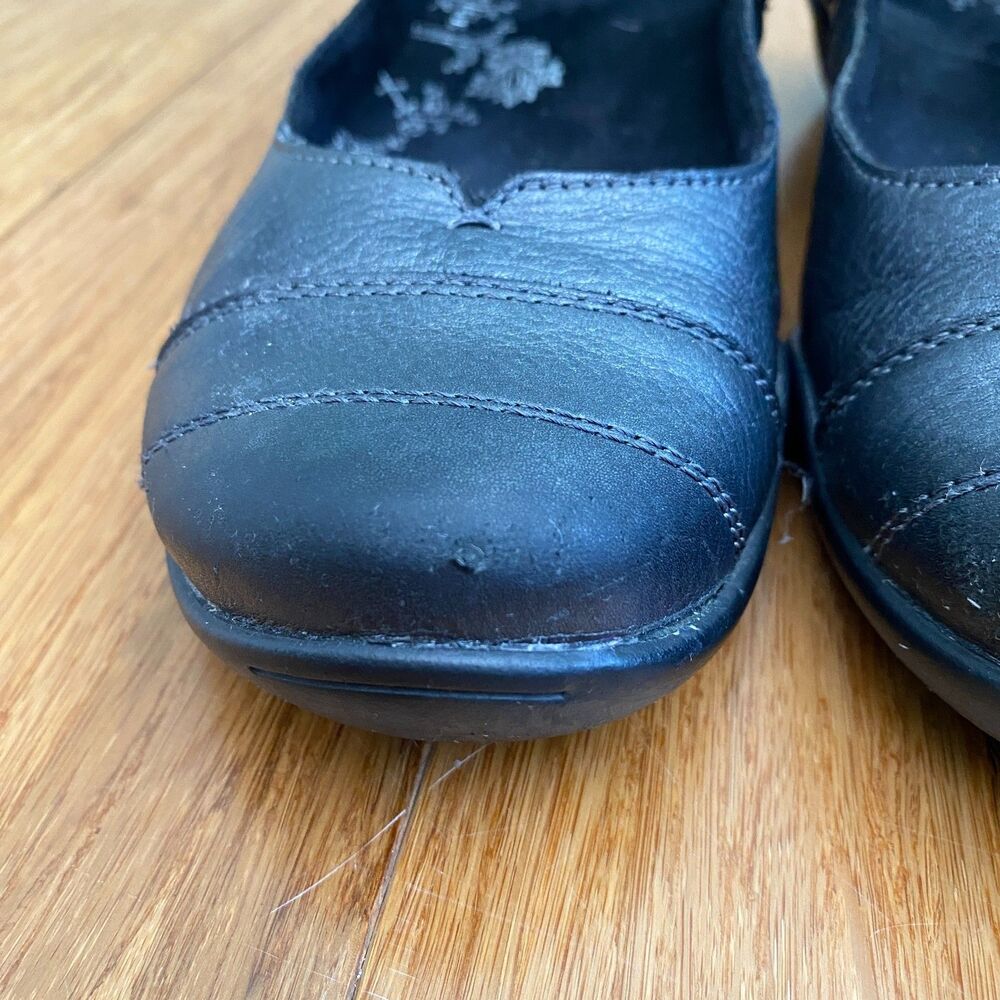 Taos Leather Mary Jane Shoes Comfort Flats Womens 8.5 EU 39 Black Hook & Loop - Picture 7 of 12